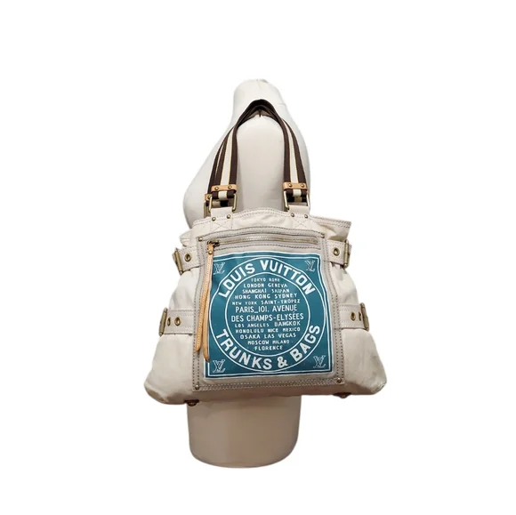 Louis Vuitton Limited Edition Globe Shopper Cabas Canvas Tote Bag Gently Loved - Picture 7 of 15